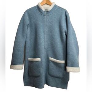 Women's Blue Coat with Cream Accents